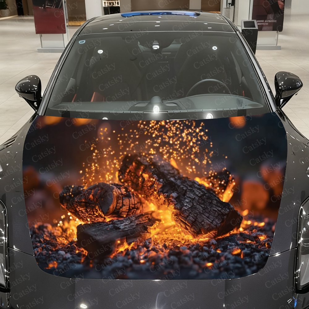Car Accessories Gift Ideas - ملصقات غطاء السيارة Bonfire Pile -