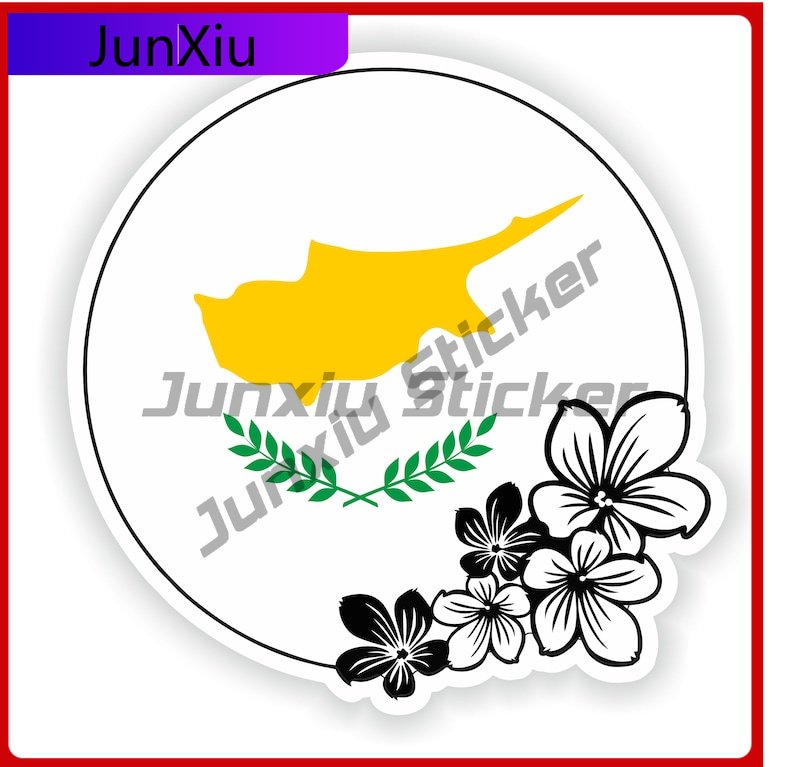 Car Accessories Cyprus - قبرص جولة العلم زهرة ملصق الشارات